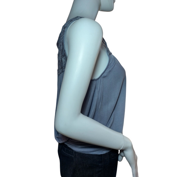 Express Womens Sleeveless Tunic Lace Blouse Gray Size Small - Picture 3 of 13